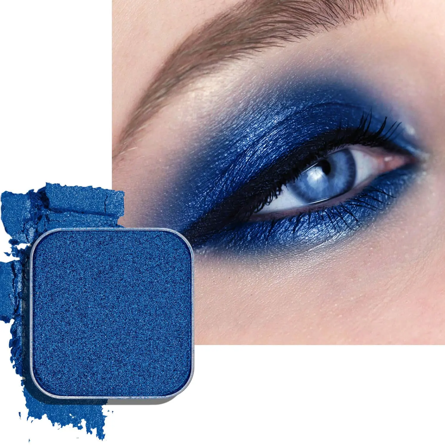 Blue Single Eyeshadow Matte Shimmer Highly Pigmented Blendable Longwear Powder in Magnetic Refill Pan for Custom Palette Easy to Apply and Remove