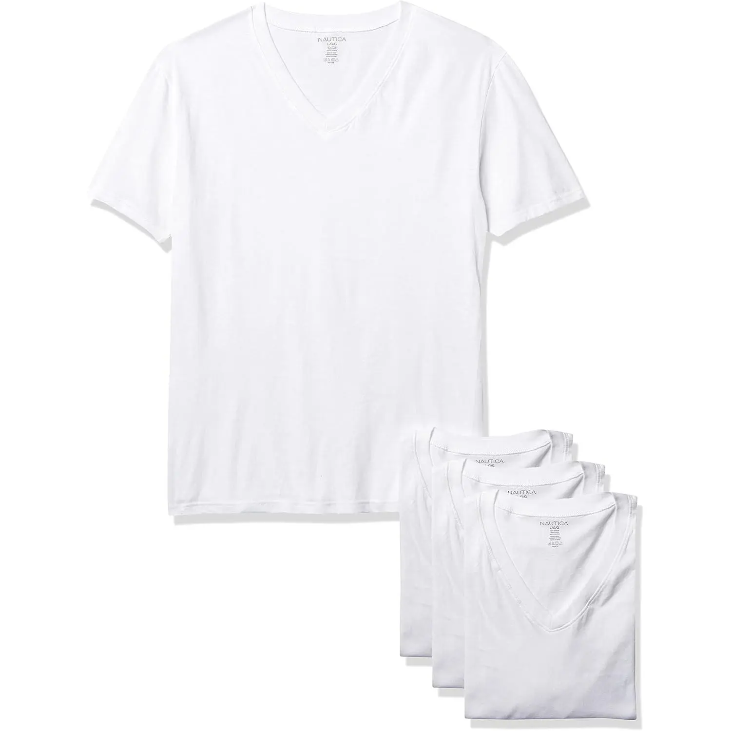 Nautica Men's 4 Pack Cotton V-Neck T-Shirts Undershirts