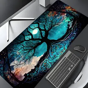 Mystical Tree of Life Extra Large Gaming Mouse Pad, Decorative Desk Protection Mat, Non-Slip Rubber with Edge Lock, Ideal Gift for Kids & Teens, Desktop Accessory, Desk Accessories