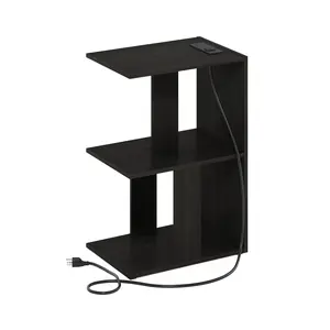 BOYATE 2-Tier Espresso Nightstand - Minimal, Multi-Function 2-Tier End Table with USB & Type-C Port Charging Station, Versatile for Bedrooms, Small Spaces, 2-Tier End Tables, Minimal End Tables