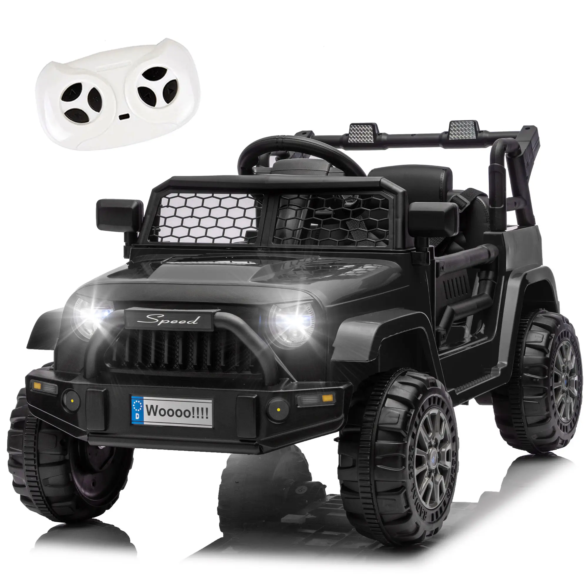 12V Kids Ride on Truck with Parent Remote Control, 2.4G Bluetooth Electric Toy Car for Boys Girls, LED Lights, Music, Suspension, 2 Speeds, 3-7 Years (Up to 66lbs)