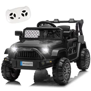 12V Kids Ride on Truck with Parent Remote Control, 2.4G Bluetooth Electric Toy Car for Boys Girls, LED Lights, Music, Suspension, 2 Speeds, 3-7 Years (Up to 66lbs)