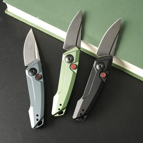 735 Compact Folding Knife - Unisex Camping Portable Knife with Lightweight Aluminum Handle, Well Designed CMP154 High Hardness Blades, EDC Outdoor Multifunctional Tool, Survival Equipment