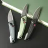 735 Compact Folding Knife - Unisex Camping Portable Knife with Lightweight Aluminum Handle, Well Designed CMP154 High Hardness Blades, EDC Outdoor Multifunctional Tool, Survival Equipment