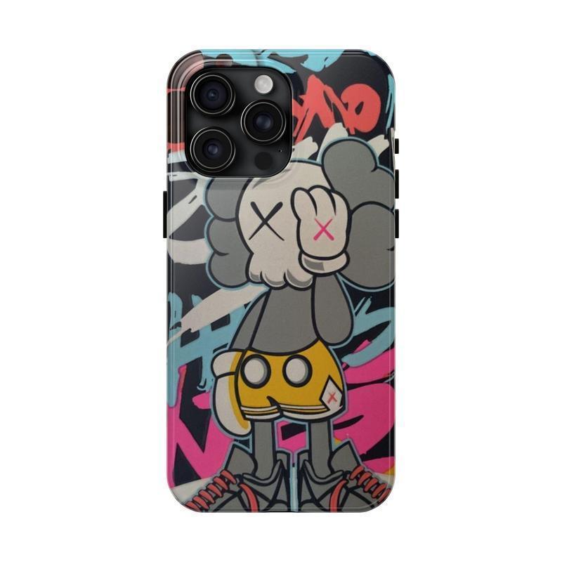 Aesthetic Kaws Color Tough Case for iPhone 11 12 13 14 15 16 17 Pro Max, Trendy Shockproof Design Protective Phone Cover