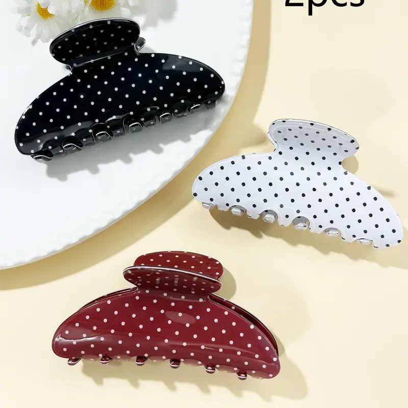 women's polka dot semi-circular hair clip set, Hair claws set, minimalist, cute acrylic material, daily commuting wear, hair styling, fixed and undamaged, Fashion Hair Accessories, hair accessories for dressing up, Hair Decor