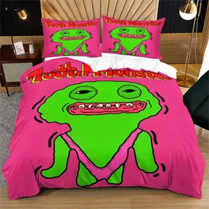 Teeth Monster Pattern Duvet Cover Set, Soft And Durable Bedding Set, Including 1 Duvet Cover And 1 Or 2 Pillowcases, Excluding Duvet Core And Pillow Core, For Home Bedrooms And Dormitories, Suitable As Holiday Gifts For Teenagers And Adults