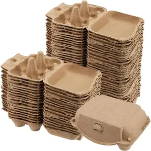 50 PCS 6-Grid Brown Pulp Paper Egg Cartons, Portable Egg Holder for Kitchen Farm Market Travel Egg Storage and Transport