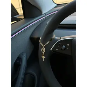 1pc Steering Wheel Decor, 15cm Adjustable Length, Minimalist, Cute, Creative Rosary Bead Car Pendant Accessory, Unique Fashion Car Hanging Decoration