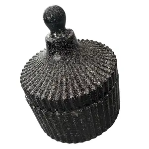 Handmade Resin Trinket Jar - 3" Round Jar with 1.75" High, Black Lid & Silver Glitter, Organiser Tin, Decorative Charm for Girls' Room