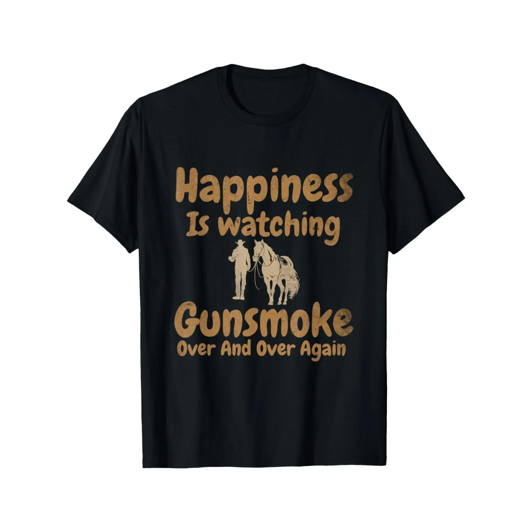 Happiness Is Watching The Bullets Loop Again Denim T-Shirt Local Warehouse Delivery Men's T-Shirt Men's T-Shirt Christian Theme Shirt Rock T-Shirt Men's Clothing Clearance Sale