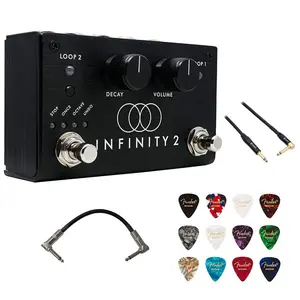 Pigtronix Infinity Looper 2 Bundle with Fender 12-Pack Celluloid Guitar Picks, Kopul Phone to Phone (1/4") Cable and Hosa 6" Pro Phone to Phone (1/4") Coupler