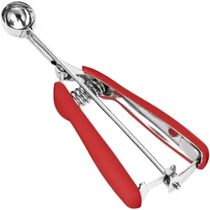 Cookie Scoop, 18/8 Stainless Steel Cookie Scooper, Mini Cookie Scoops for Baking, 1Tsp/5ml/ 0.17oz Tbsp Cookie Dough Scoop, Melon Scooper with Trigger Release, Cookie Scooper for Baking(Red)