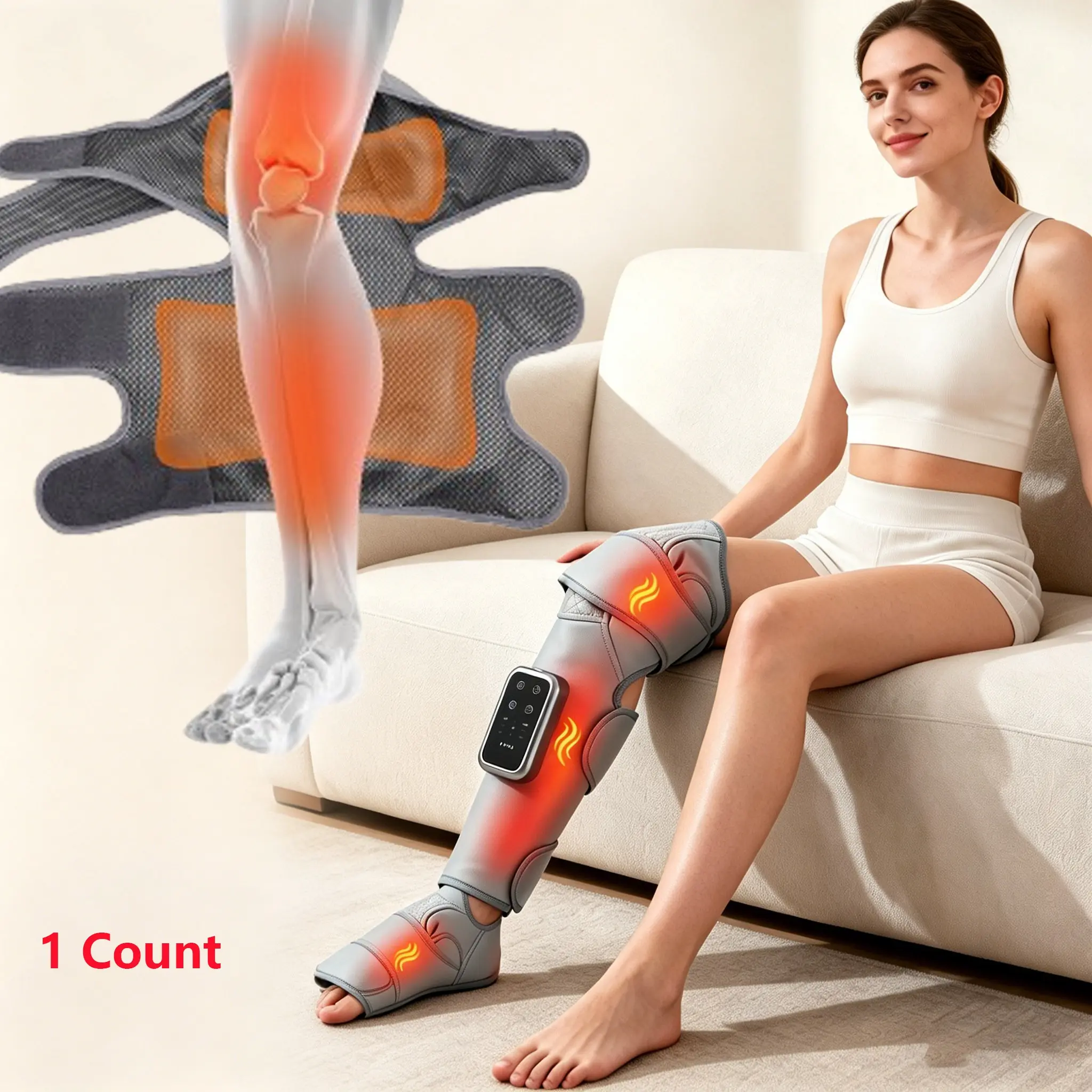 Calf Knee Leg Massager with Heat Therapy, 3-Mode Airbag Compression, 2500mah Battery, Leg Massager Device for Muscle Relax, Muscle Massagers