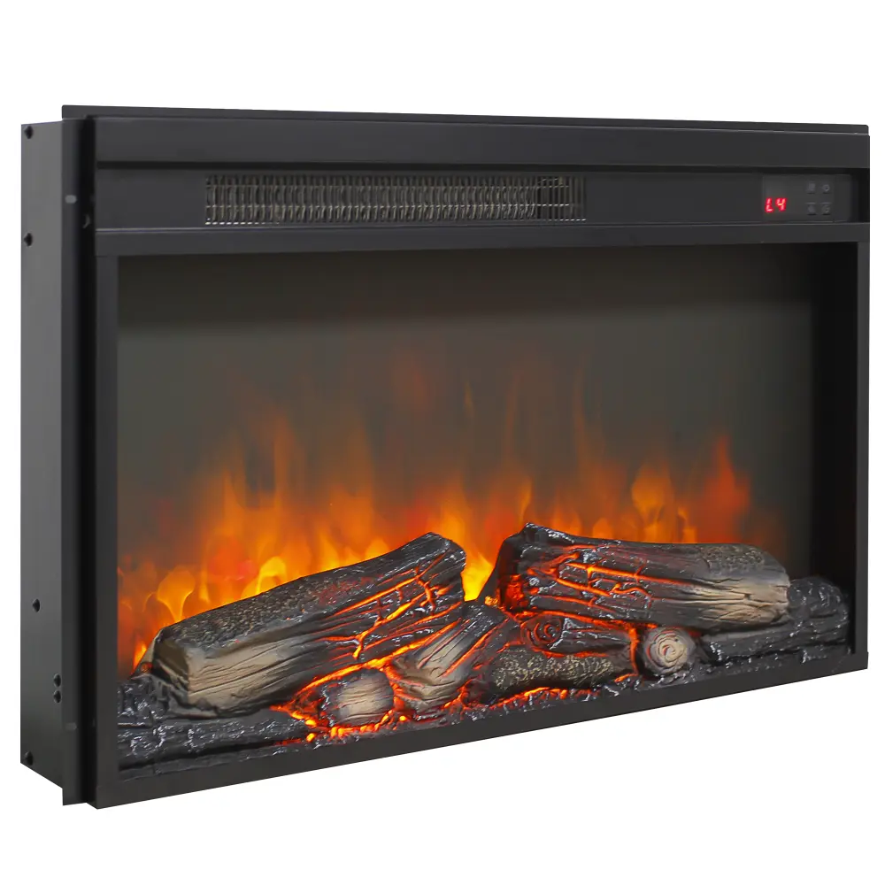 26-Inch Electric Fireplace Insert for TV Stand, Ultra-Thin 1400W Heater with Log Set, Realistic Flames, LED Light Source, Remote Control with 1-8 Hours Timer, Overheating Protection