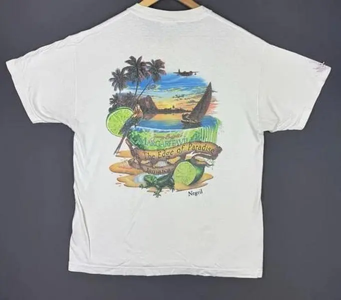 Vintage 90s Y2K Jimmy Buffett Margaritaville Edge Of Paradise Jamaica Negril Art