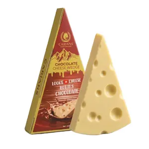 Carians Gourmet Chocolate Cheese Wedge, Premium Milk Chocolate Novelty Dessert, Swiss Cheese Shaped Confectionery, Fun Holiday and Party Gift, Unique Foodie Surprise, 3.17oz