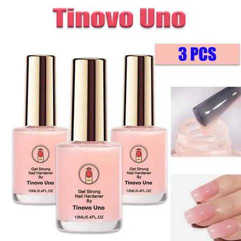 Tinovo Uno Gentle Manicure Nail Strengthening Oil Set - 3x12ml/0.4fl.oz Alcohol-Free Base Coat Bottles with Vitamin E, Protein, Keratin, Calcium - Conditioning Strengtheners for Brittle Nails Repair & Protection, Aids Desired Length Growth