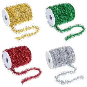 Christmas Decor 2025 21.8Yard Glitter Tinsel Garland 4 Color Thin Tinsel Ribbon for Tree Birthday Party Wedding Supplies Sparkling Design