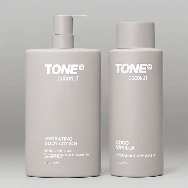 Coconut Body Wash & Lotion Bundle for Men & Women, Tropical Vanilla Scent, Hydrating Shower Set, Dermatologist-Tested, Non-Toxic Gift Set – TONE