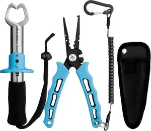 7-1/2 Inch Fishing Pliers, 420 Stainless Steel Fish Pliers,  Resistant Fishing Pliers Hook Remover, Split Ring Pliers for Fishing with Braid Cutters, Sheath and Lanyard