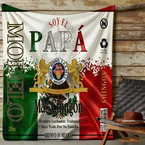 Colorful Modelo Papá Design Blanket Mexican Style Decorative Cover Throw Blanket Warm Comfortable For Sofa Nap Outdoor Camping Ideal Holiday Gift For Dad Halloween Christmas Gift