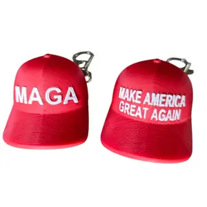 MAGA Hat Keychain, Novelty 3D printed Baseball Cap Key Chain Trump red set of 2 collectible keychains