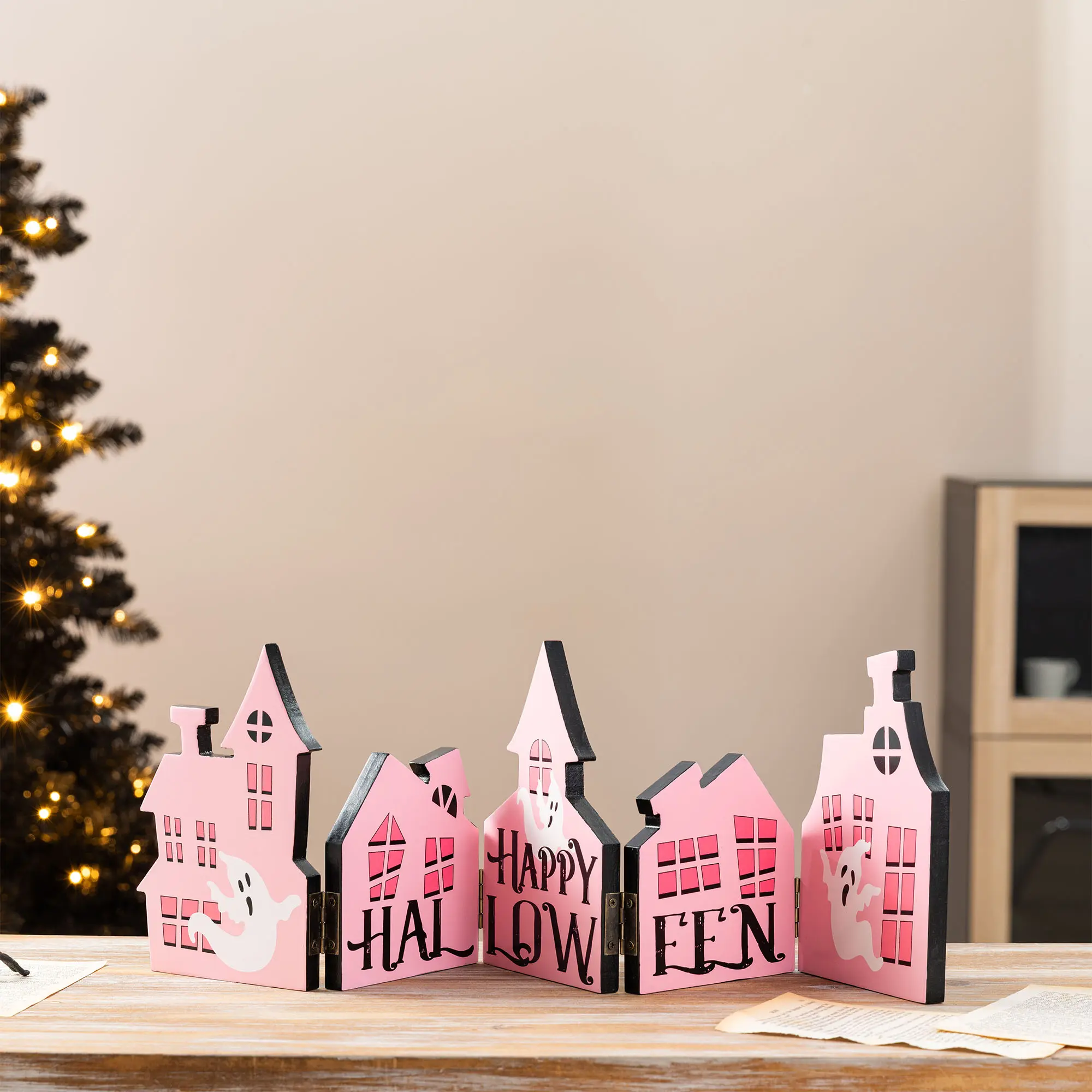 Glitzhome 7.5"H Halloween Wooden House Table Decor