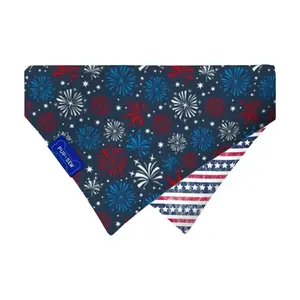 Fireworks Dog Collar Bandana, Reversible and Two-Tone