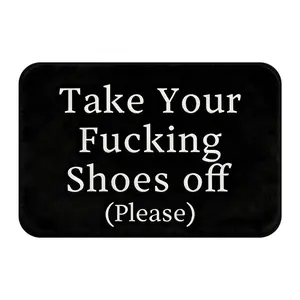 Take Off Your Shoes Funny Door Mat - Soft, Non-Slip, Machine Washable for Living Room, Bedroom, Bathroom, Kitchen - Comfortable Home Decor