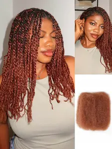 【Best-Selling Colors】Noble Afro Kinky Bulk Hair Extension for Mini Twist Reddish Brown #33 Color Synthetic Kinky Twist Braids Hair Extension