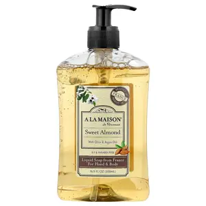 A La Maison de Provence Liquid Soap For Hand & Body, Sweet Almond, 16.9 fl oz (500 ml)