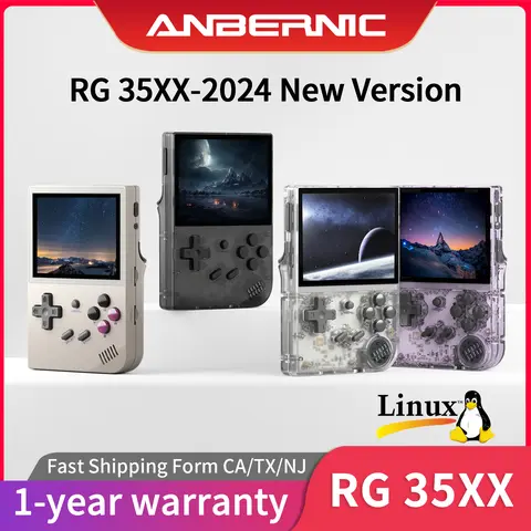 ANBERNIC RG35XX Updated Portable Retro Handheld Game Console, 3.5-inch IPS HD Screen, Linux System, 5000+ Russian/Japanese/German Titles, Wireless Charging, Memory Card Protection, Screen Protector, Game Night Gadget, Children's Gift