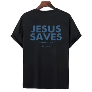 Romans 10:9 JESUS SAVES Shirts Graphic Christian Tee Shirts Designed For Both Men and Women Menswear Top Classic Unisex Cut Cotton T-Shirt Short Sleeve Crew Neck Summer Casual Minimalist