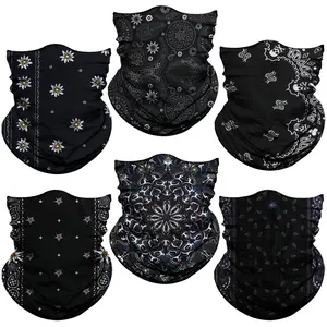Venswell Fashionable Street Style in Black Neck Gaiter Face Mask For Men Women,Seamless Bandana Rave Face Cover Scarf Mask,Balaclava,Headband, Head Wrap,Headwear