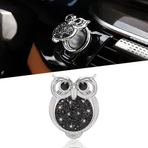 Bling  Engine Start Button Cover Owl   Push Start Stop Button Ring Sparkly Bling  Button Cover Rhinestone Keyless  Ring Cap Universal  Accessories (Black)