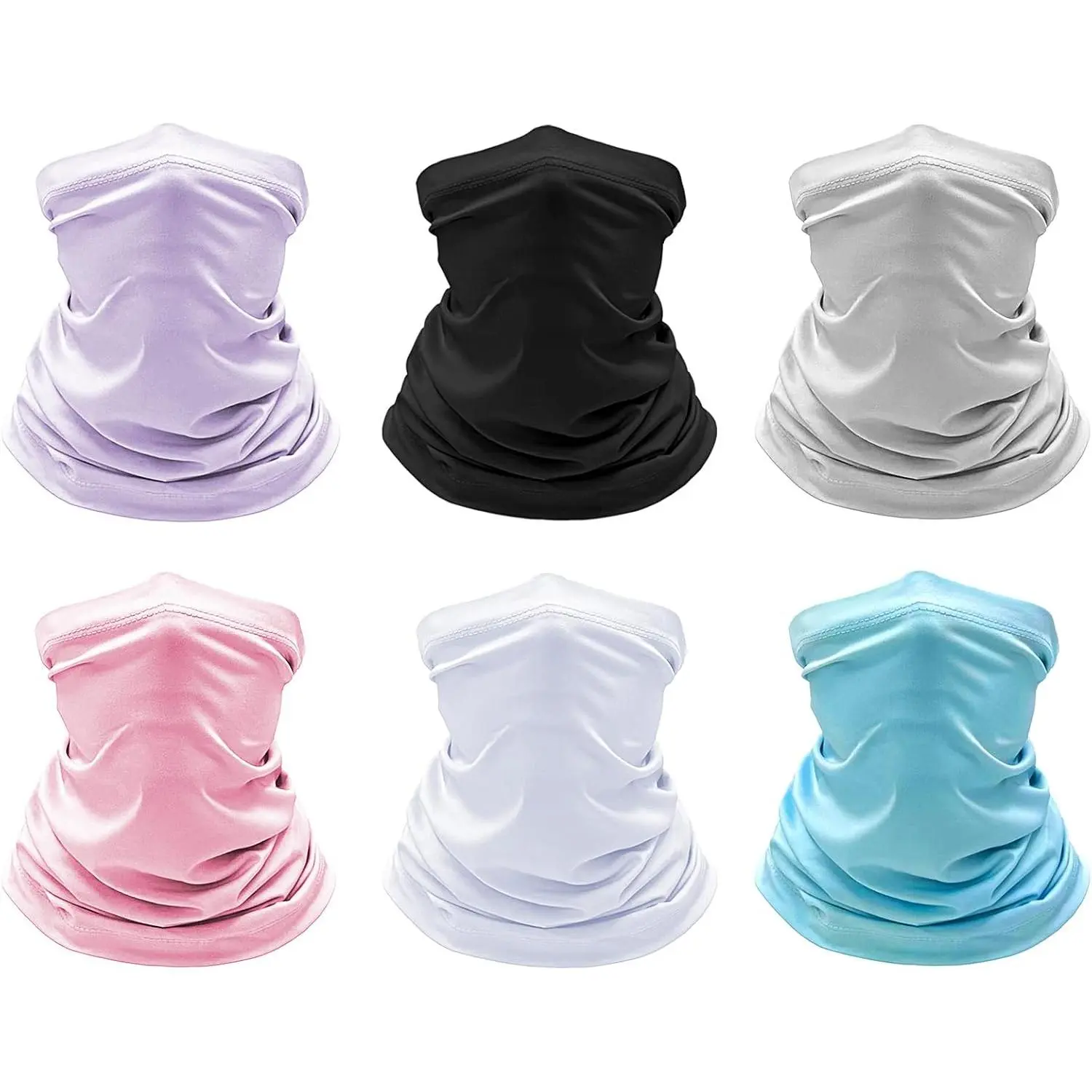 6 Pack Cooling  Gaiter  Cover Mask Summer Breathable Dust UV Bandana Scarf for Men Women Fishing Running Cycling