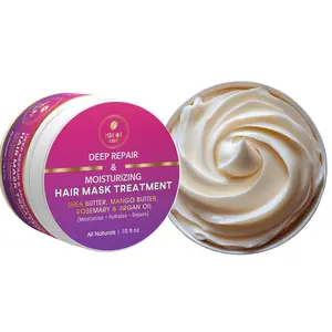 MAKOF BEAUTY Deep Repair Moisturizing Hair Mask Treatment with Shea Butter, Mango Butter, Rosemary, Argan Oil, All Natural, 10 fl oz
