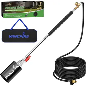 Propane Torch Weed Burner Kit with Storage Bag, Heavy Duty Flamethrower with Self Igniter & 10FT Hose, High Output Blow Torch for Weeding, Roofing, Ice Melting, Road Marking, Charcoal (34")