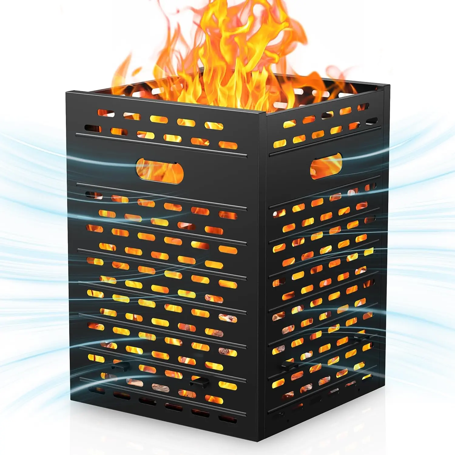 30-In Heavy-Duty Metal Steel Burn Barrel, 63gal Ventilated-Side Garden Equipment, Outdoor Incinerator Drum for Yard Waste, Leaves