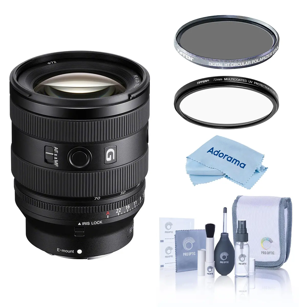 Sony FE 20-70mm f/4 G Lens, Bundle with Tiffen 72mm UV and CPL Filters