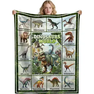Dinosaur Blanket for Boys Girls,Ultra Soft Dino Blanket Decor for Couch Sofa Bed,Educational Gifts for Dinosaur Lovers,40"x50"-Kids/Throw Size