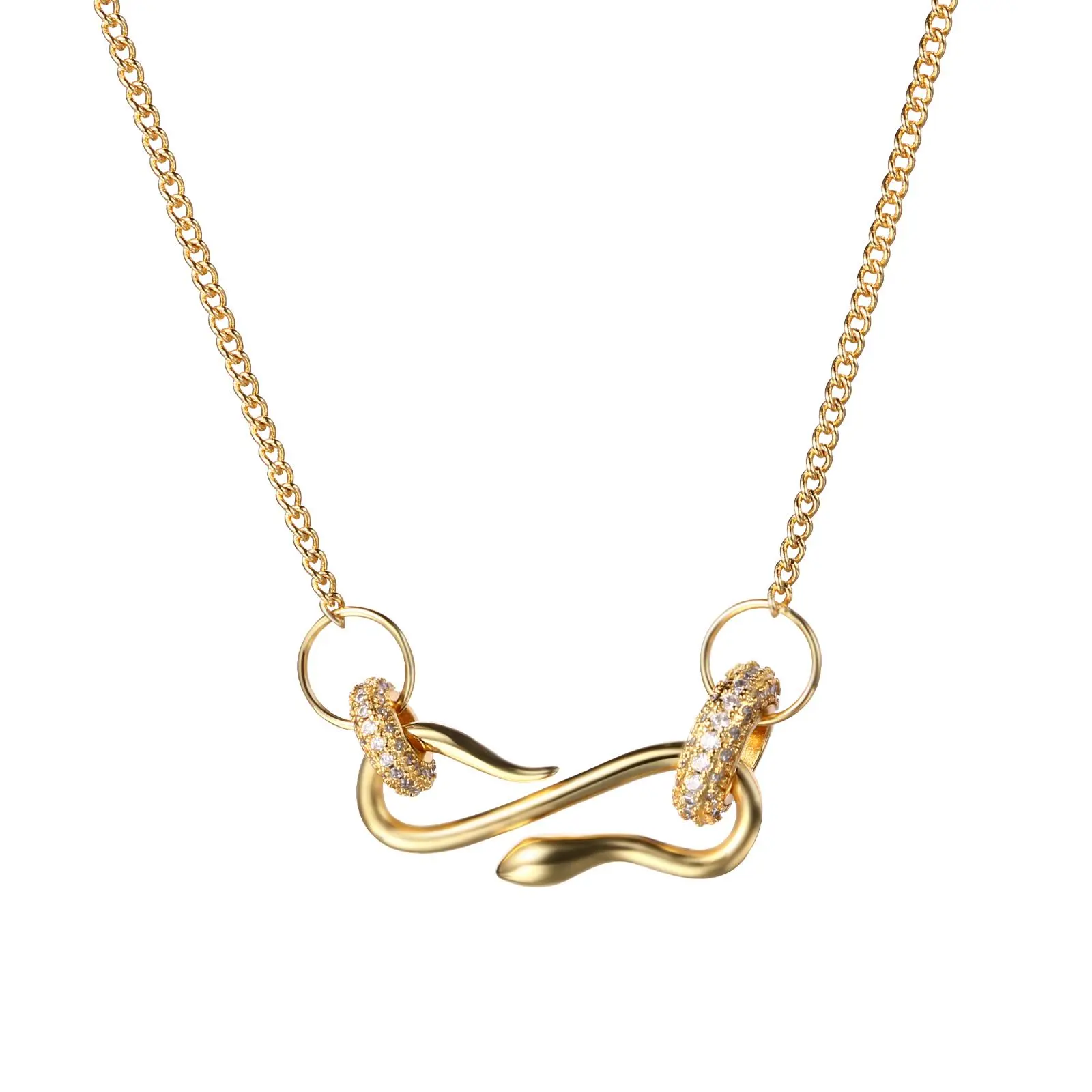 OIDEA Women's Lightweight Snake Necklace - Adjustable Snake Chain Choker with Sparkling Zircon Stones, Statement, 3D, Diamond, Gold Luster, Non-Tarnish Jewelry for Everyday Wear, Statement Necklaces, 3D Snake Necklaces
