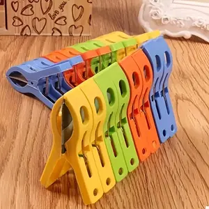 16pcs Large Windproof Plastic Clothespins, Strong Spring Hanger Clips for Beach Towels & Home Storage, Heavy Duty Plastic Clothes Pins