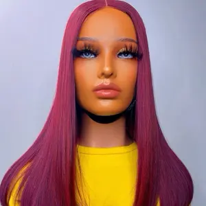 Ohole Hair Burgundy 14 Inch Raw Vietnam Hair - Long Straight Style for Women