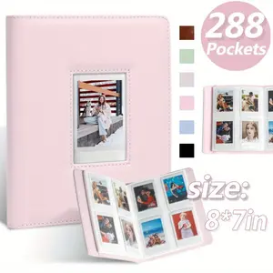 A TheaPro 288 Pockets Leather Photo Album with 4 Panel Design & 72 Transparent Pages for Instant Film Photos Ideal for Weddings & Christmas Decor