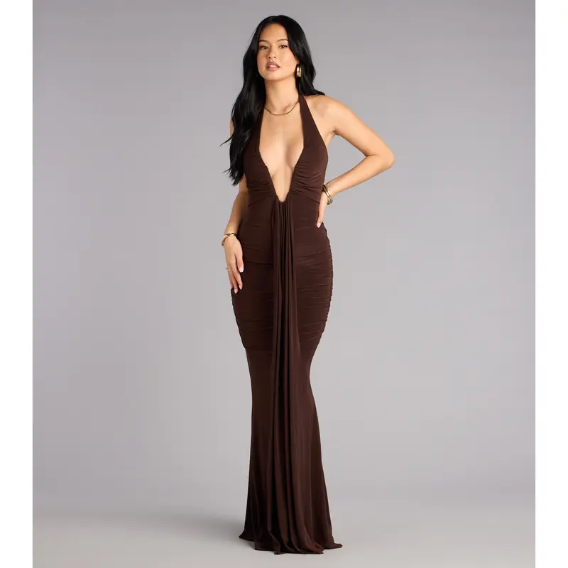 Allyssa Halter Sash Mermaid Formal Dress