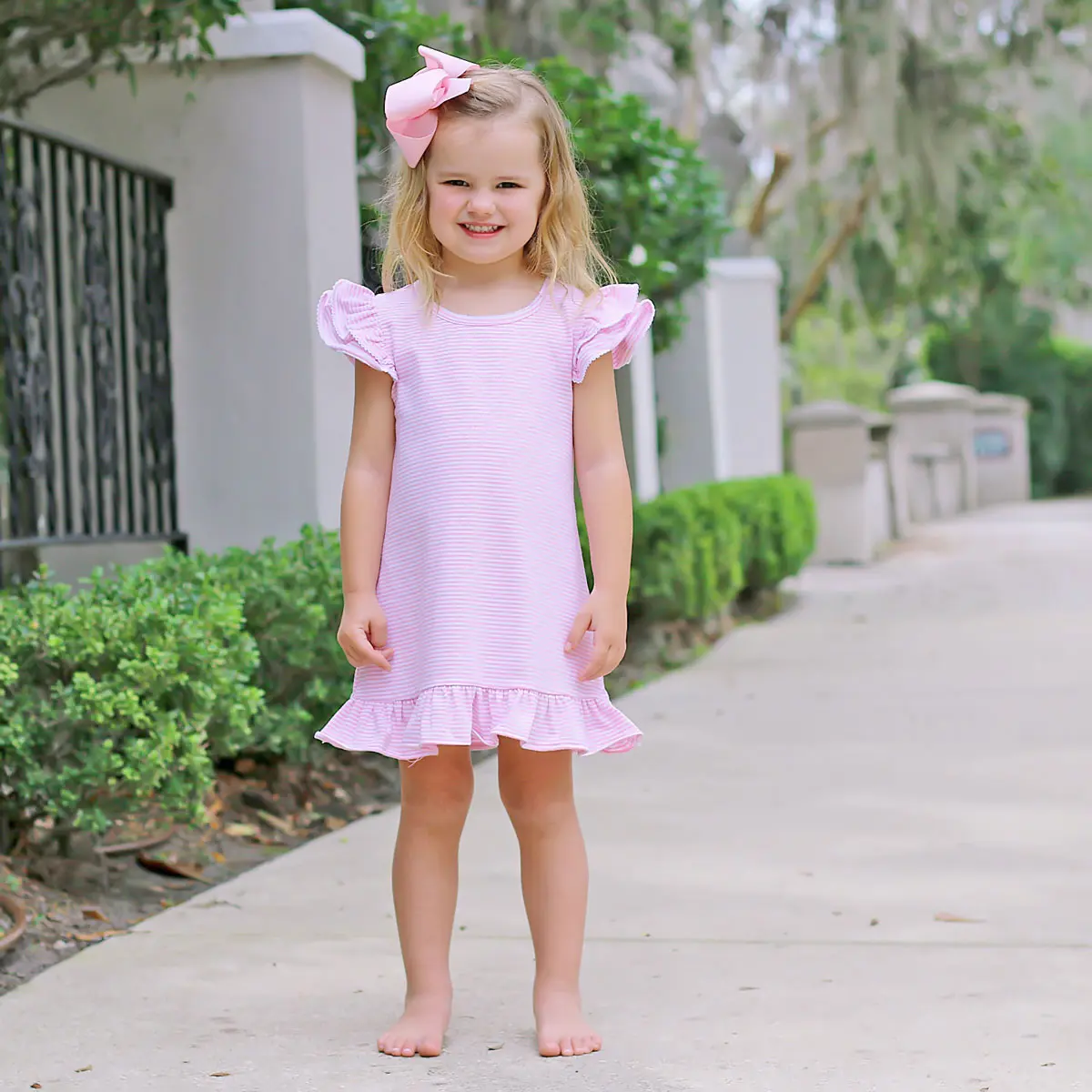 Pink Stripe Milly Dress - Soft Knit Girls Dress for School or Play