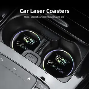 2PCS Car Water Coaster Pad Laser Water Coaster Accessories For Cadillac Escalade CTS ATS XTS CT4 CT5 XT5 XT4 XT6 CT6 Lyriq SRX ELR Celestiq EXT XLR