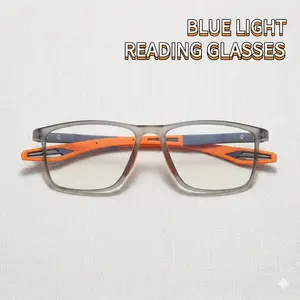 Fashion TR90 Reading Glasses for Men – Flexible Spring Leg Sports Presbyopia Glasses (Anti Blue Light, +100~+400) Multi-Face Fit, Bendable Unbreakable Frame High Quality Eyewear